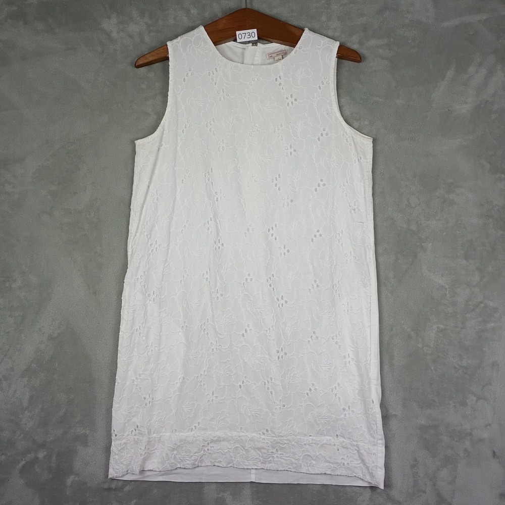 Gap Eyelet Shift Dress Womens Size S White Sleeveless Floral Cotton Summer Boho